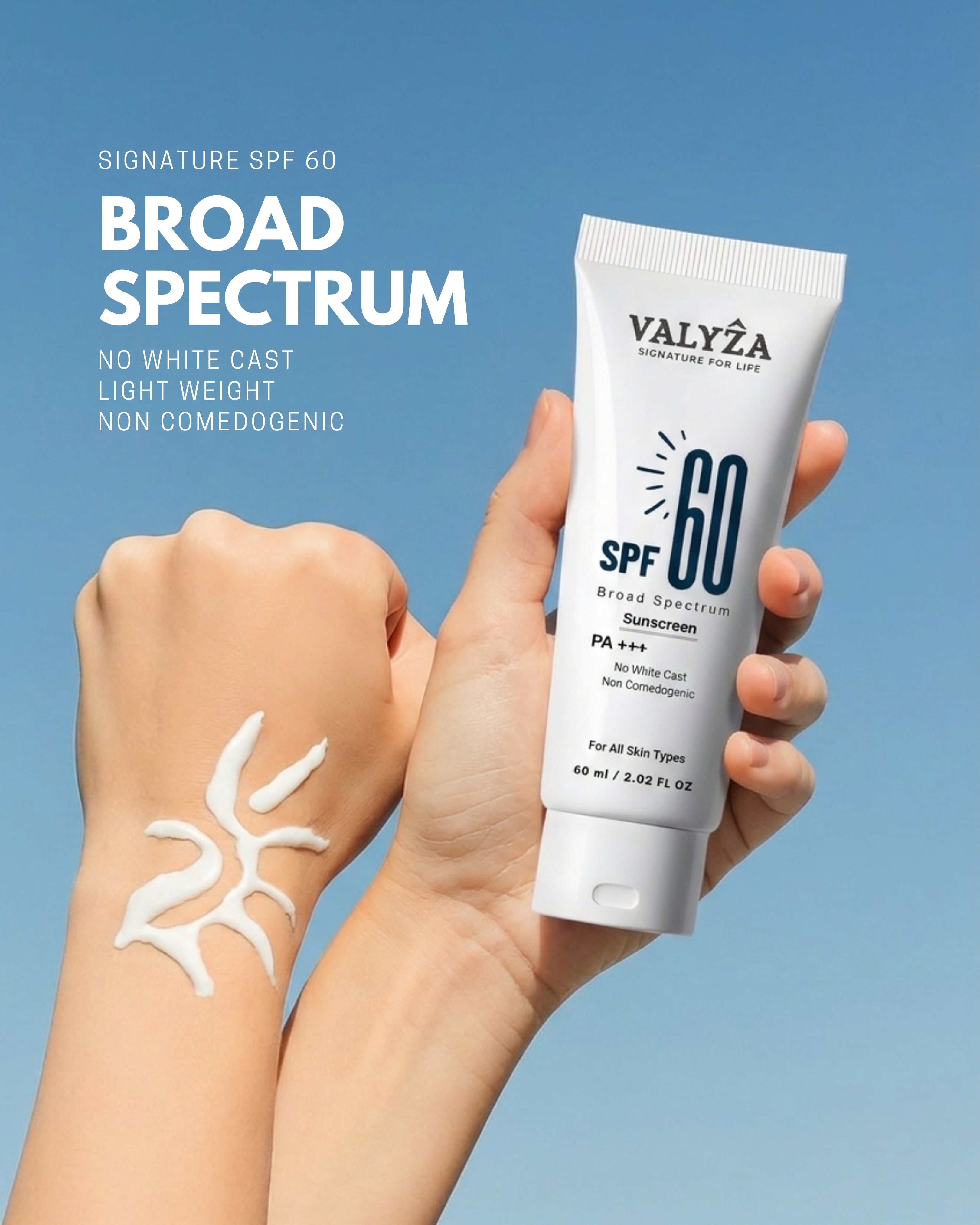 SPF 60 Broad Spectrum Sunscreen | PA +++ | For All Skin Types | 60 ml