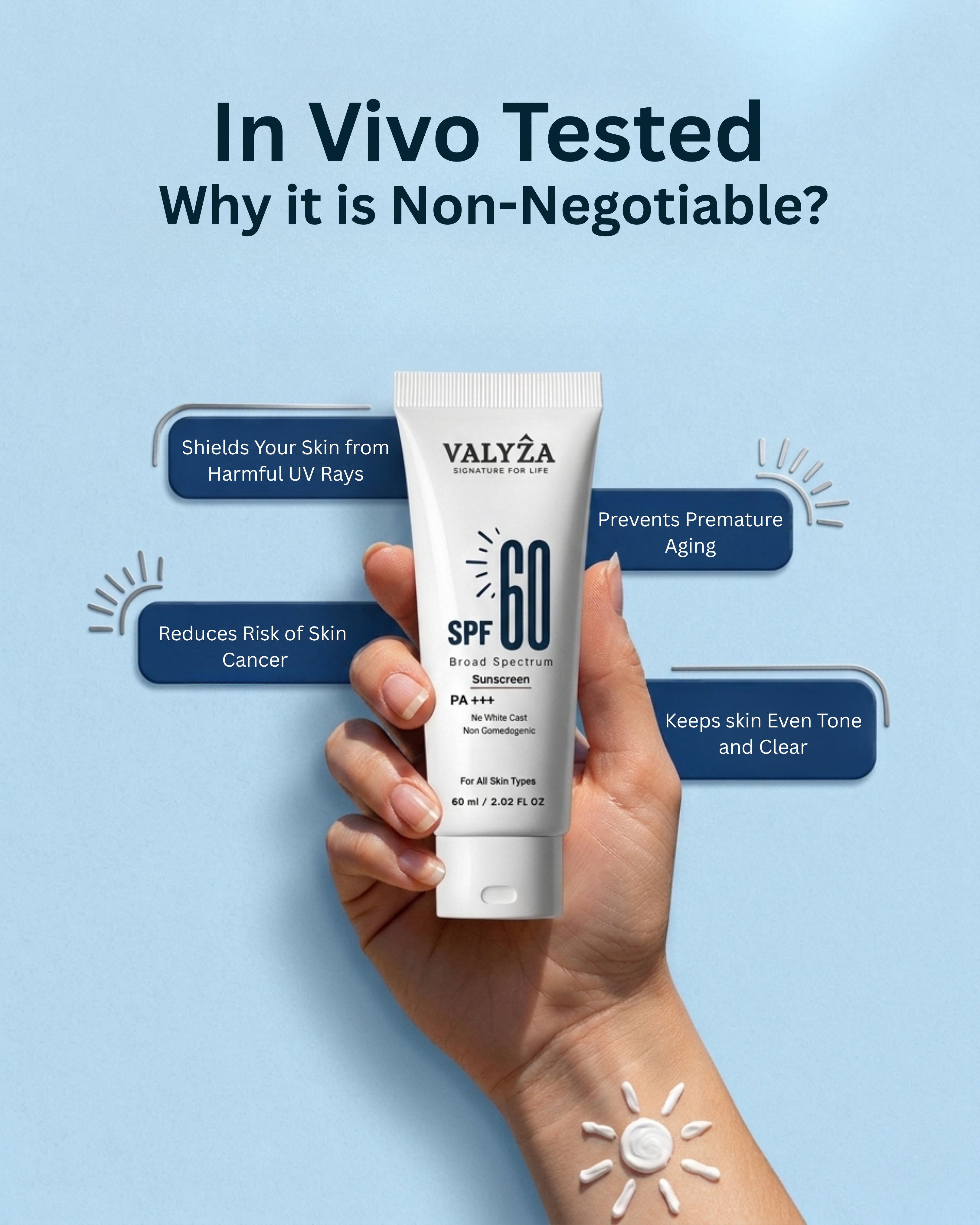 SPF 60 Broad Spectrum Sunscreen | PA +++ | For All Skin Types | 60 ml